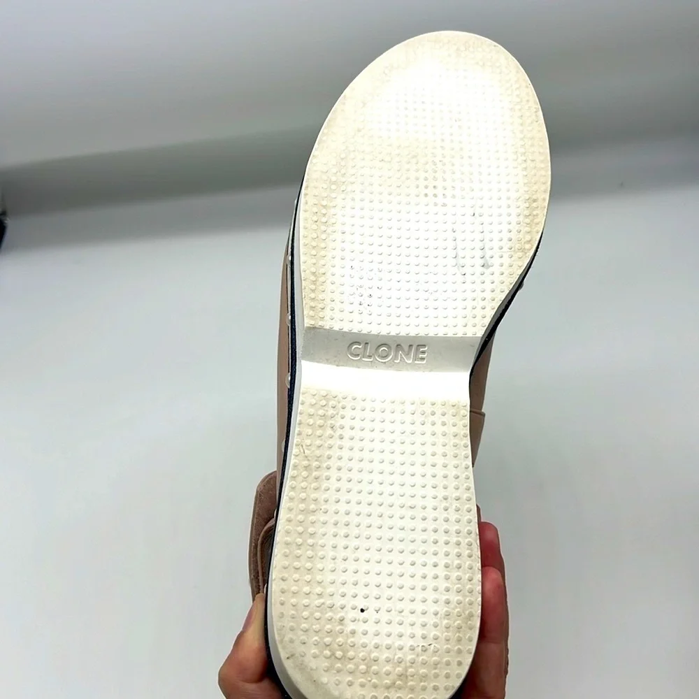 Clone - Diamond Nappa Pink Leather Platform Strap Stud Pearl Sandal Size 41